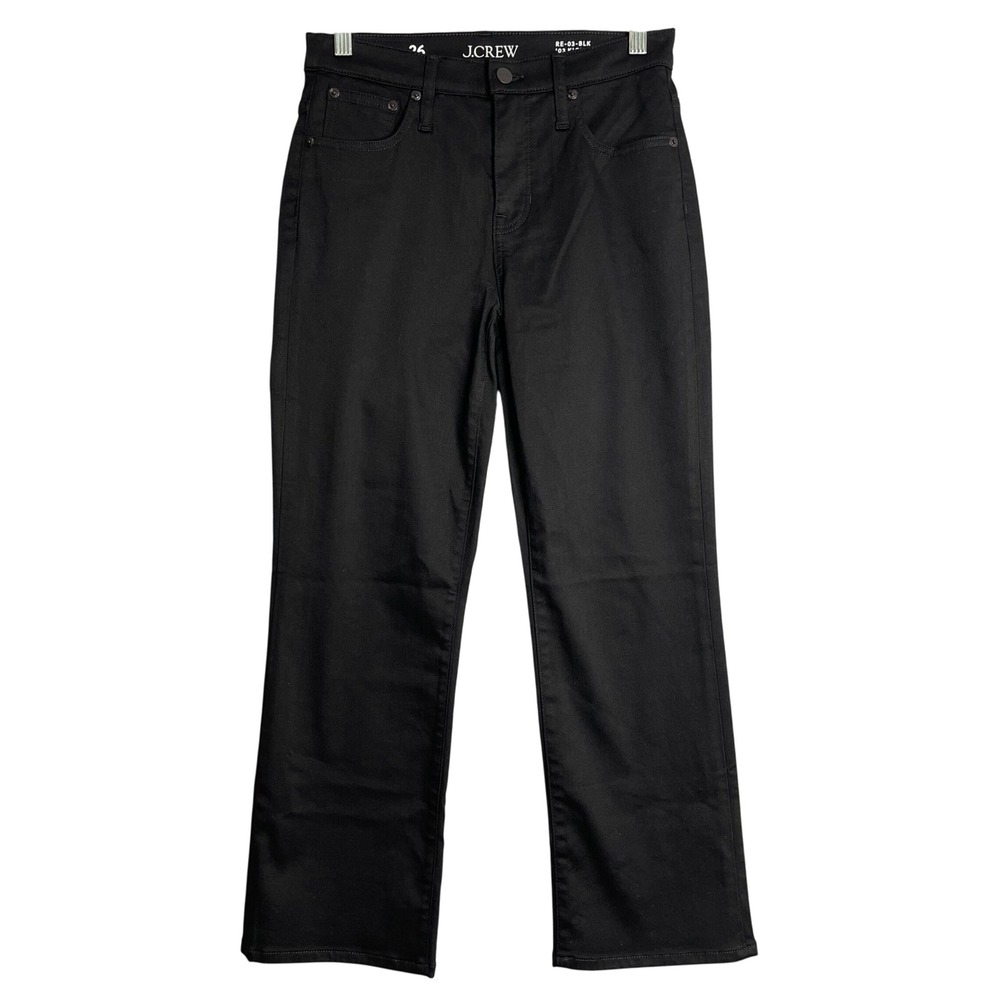 J. Crew Mid Rise Kickout Jeans Womens 26 True Black Slim Flare Preppy Classic‎